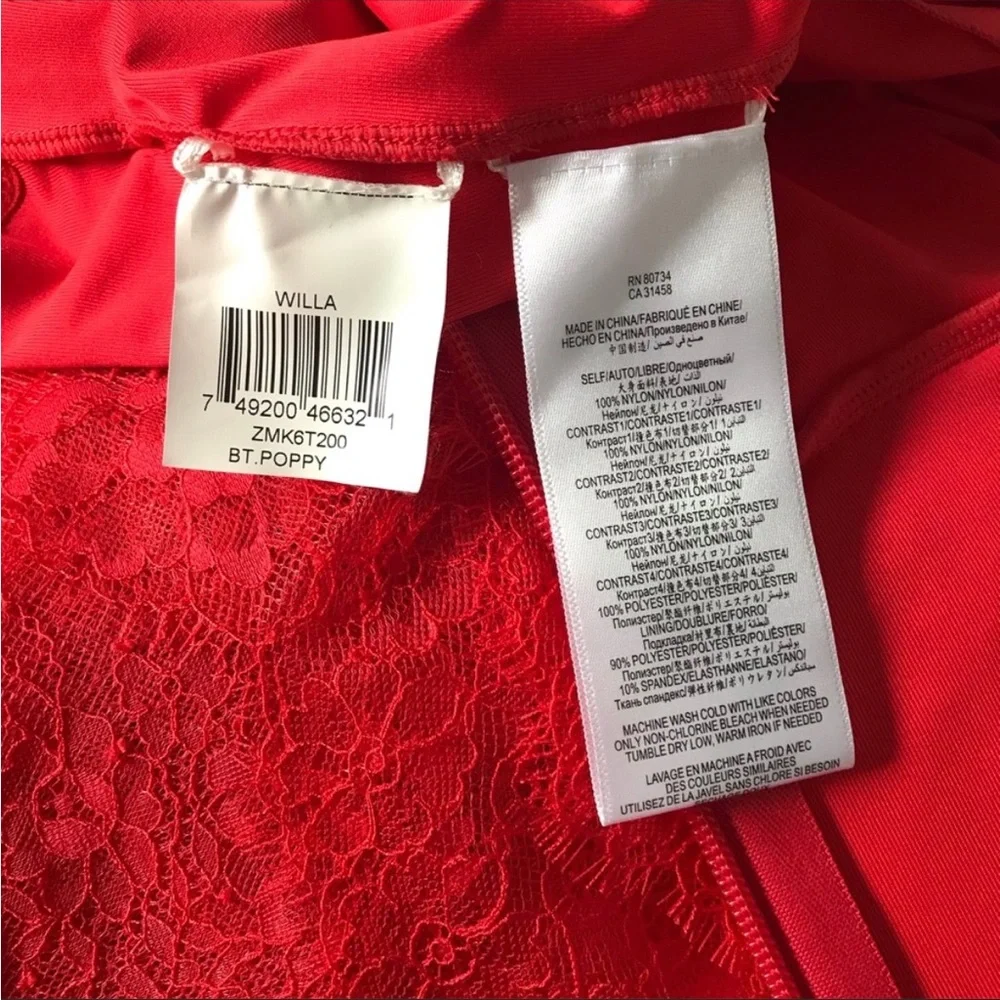 NWOT Revolve Willa BCBGMaxAzria Lace Sleeveless Fit & Flare Dress Red Size Large - Picture 12 of 13